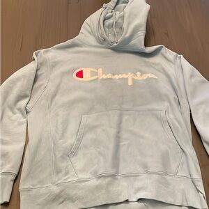 Champion Sky Blue Hoodie with Logo